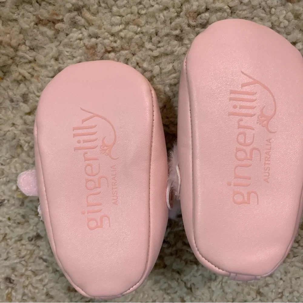 Pink Fuzzy Strap Kids Shoes